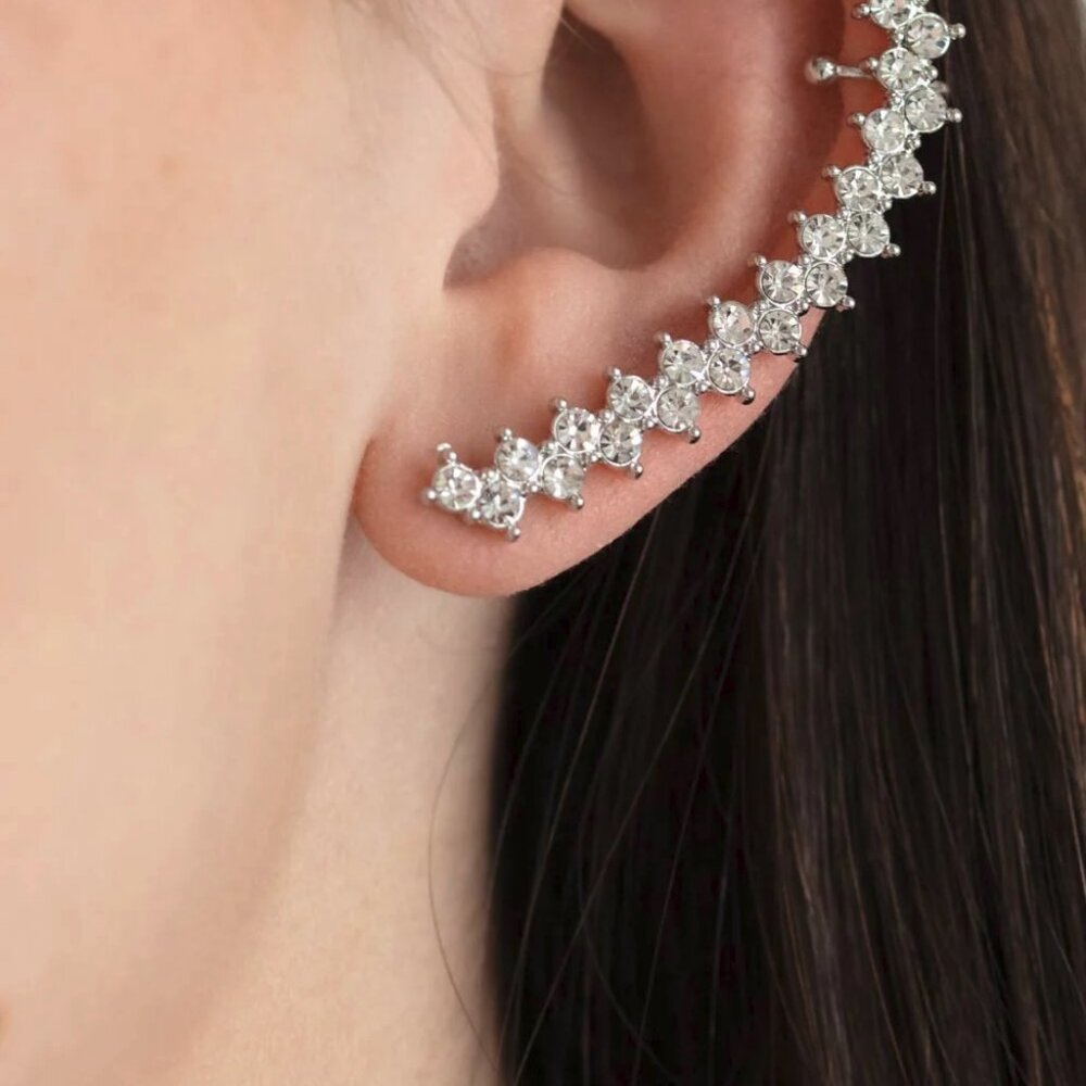 Paparazzi Jewelry Accessories -Let There Be LIGHTNING - White Earrings - Vintage